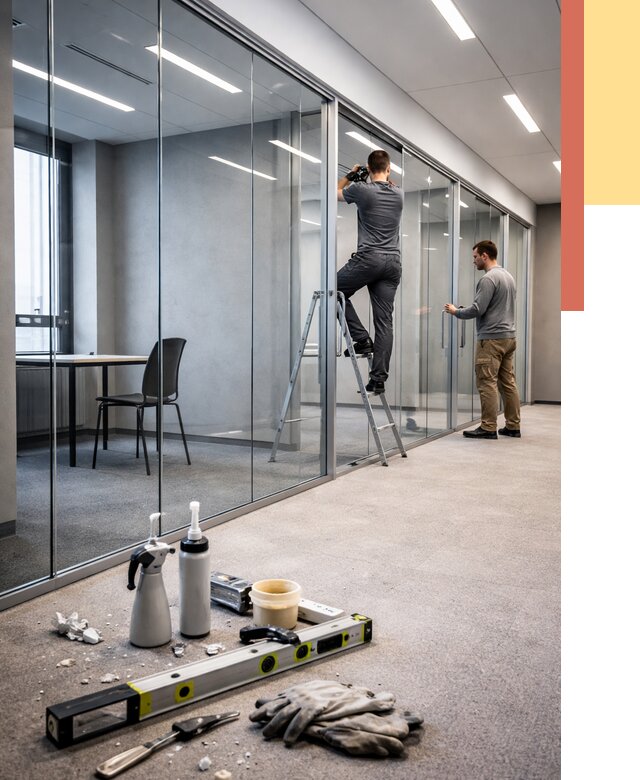 Стеклянные офисные перегородки в Курске от 8860 руб. — монтаж и установка | ОТДЕЛОЧНИК-Кус