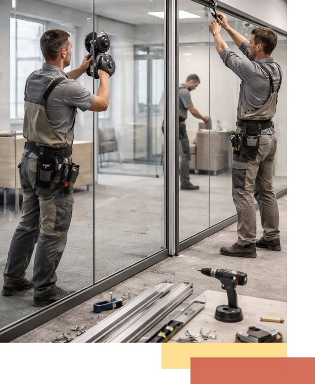 Стеклянные офисные перегородки под ключ в Курске