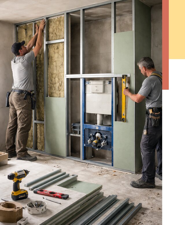 Установка сантехнических перегородок в Курске от 8860 руб. | ОТДЕЛОЧНИК-Кус