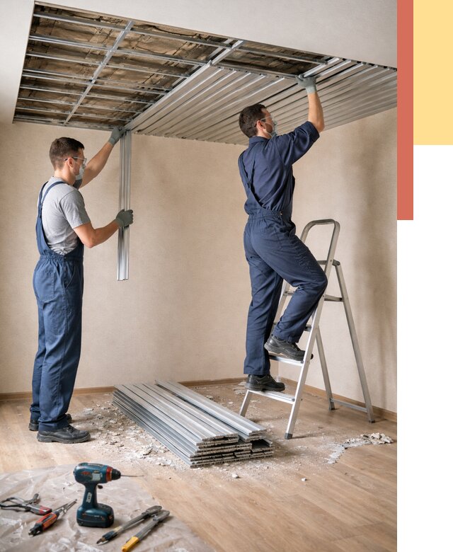 Демонтаж реечного потолка в Курске от 4691 руб. быстро и недорого | ОТДЕЛОЧНИК-Кус