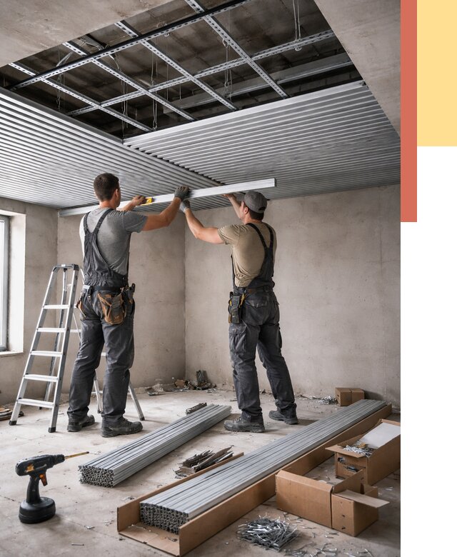 Монтаж реечного потолка в Курске от 4691 руб. под ключ | ОТДЕЛОЧНИК-Кус