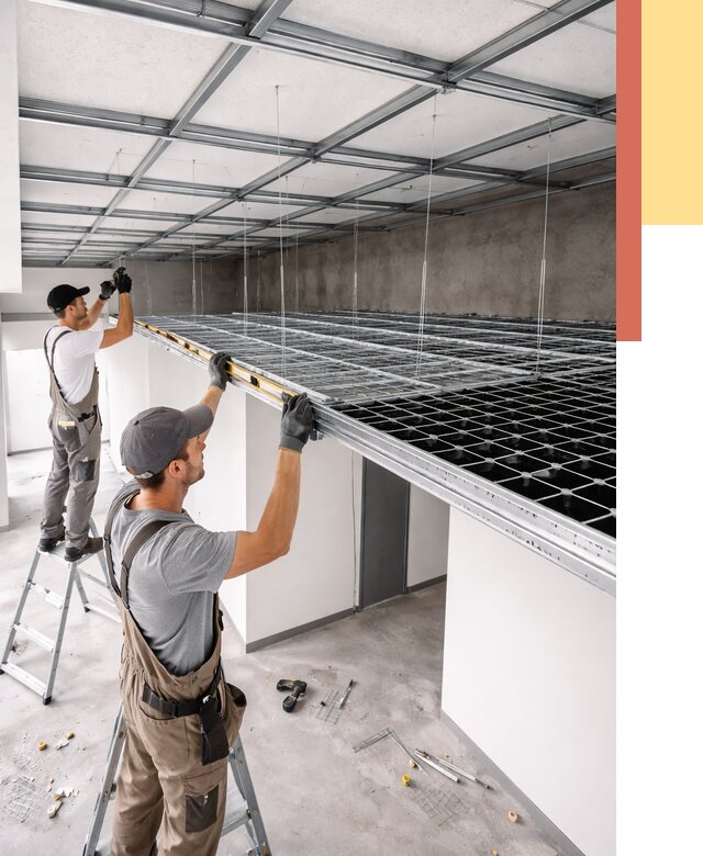 Монтаж потолка грильято в Курске от 469 руб./м² — быстрая сборка под ключ | ОТДЕЛОЧНИК-Кус