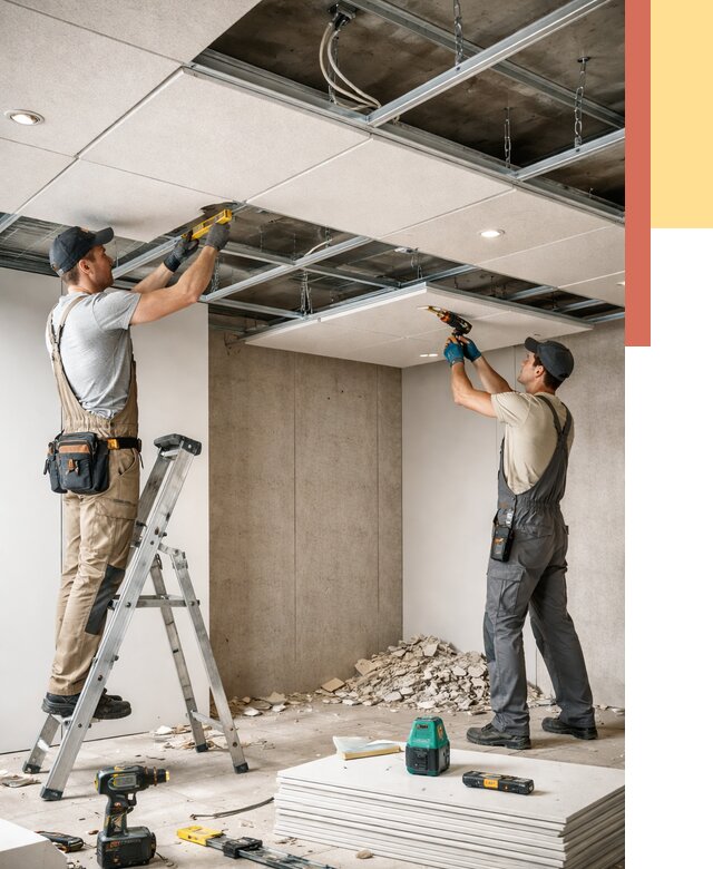 Монтаж акустического потолка в Курске от 6776 руб/м2 — быстро и недорого | ОТДЕЛОЧНИК-Кус