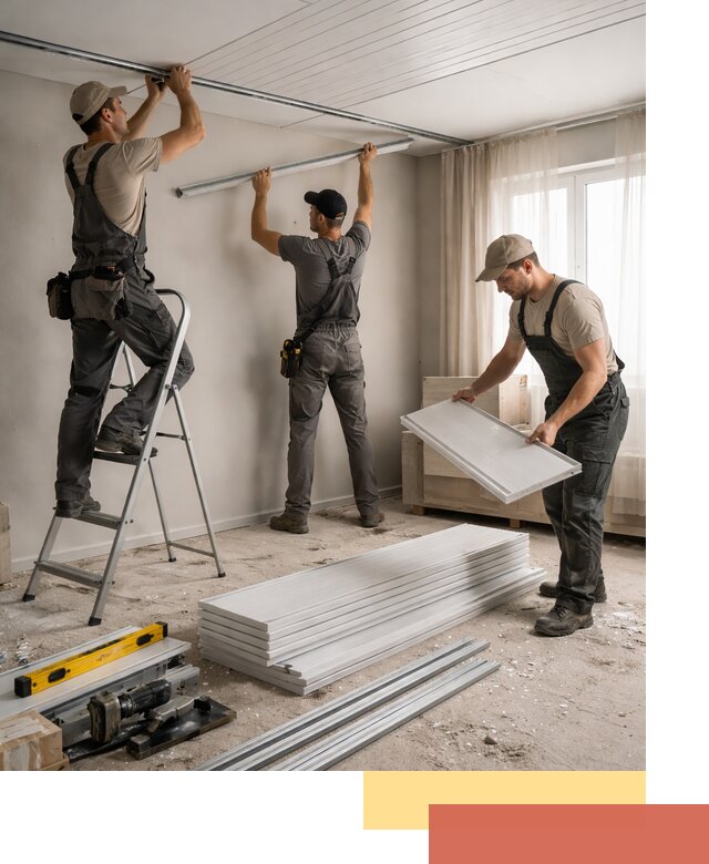 Монтаж потолка из ПВХ панелей в Курске оперативно и качественно