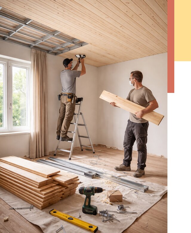 Монтаж потолка из вагонки в Курске от 6776 руб. | Быстро и недорого — ОТДЕЛОЧНИК-Кус