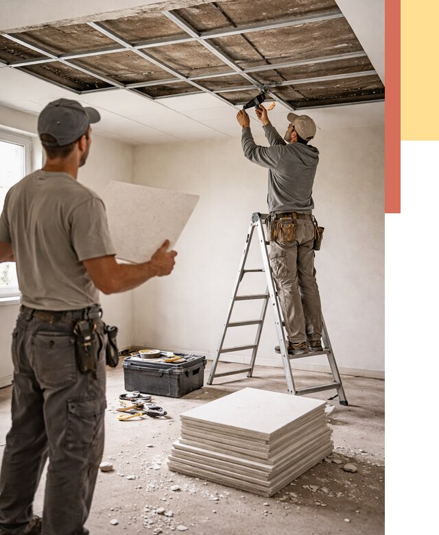 Замена плит подвесного потолка в Курске от 1824 руб. быстро и недорого | ОТДЕЛОЧНИК-Кус