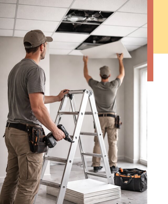 Обслуживание подвесного потолка в Курске от 3648 руб. — быстро и недорого | ОТДЕЛОЧНИК-Кус