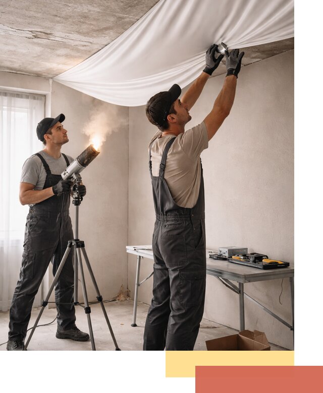 Установка натяжного потолка под ключ в Курске