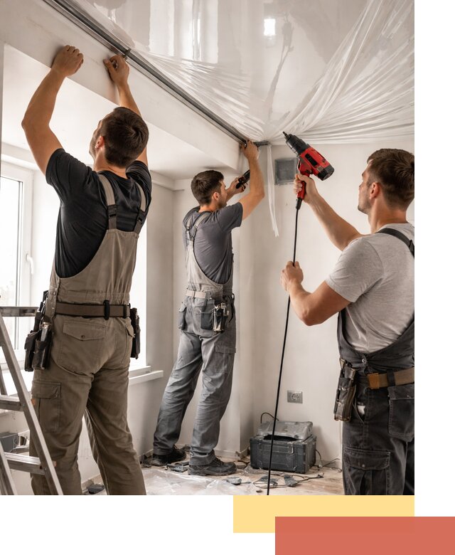 Монтаж глянцевого натяжного потолка в Курске быстро и качественно