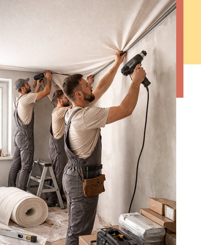 Монтаж фактурного натяжного потолка в Курске от 782 руб. — ОТДЕЛОЧНИК-Кус