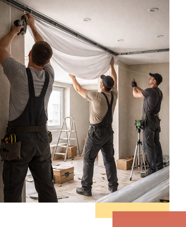 Монтаж парящего натяжного потолка под ключ в Курске