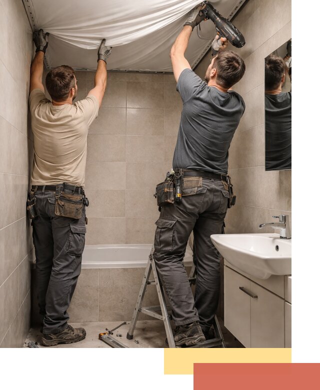 Монтаж натяжного потолка в ванной в Курске быстро и качественно