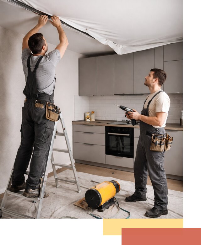 Монтаж натяжного потолка на кухне в Курске