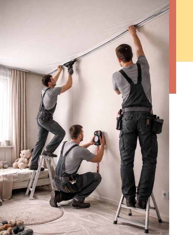 Монтаж натяжного потолка в детской в Курске от 3648 руб. — быстро и недорого | ОТДЕЛОЧНИК-Кус