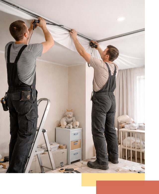 Монтаж натяжного потолка в детской комнате в Курске