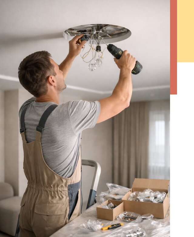 Установка люстры в натяжной потолок в Курске от 1251 руб. | Быстро и недорого — ОТДЕЛОЧНИК-Кус