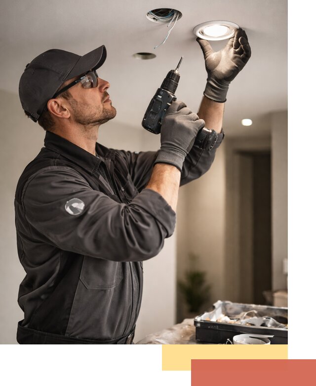 Установка точечных светильников в натяжной потолок в Курске