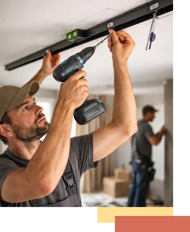 Установка трековых светильников в натяжной потолок в Курске