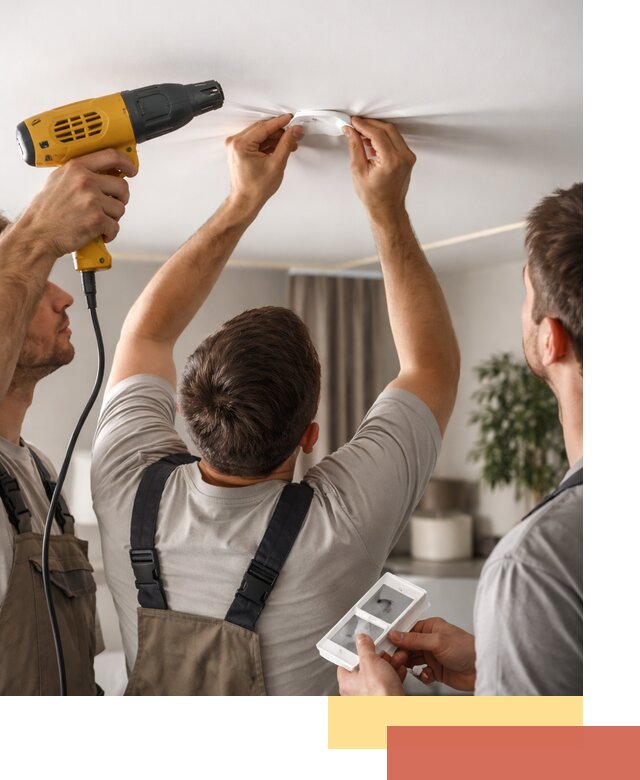 Ремонт прокола полотна натяжного потолка в Курске