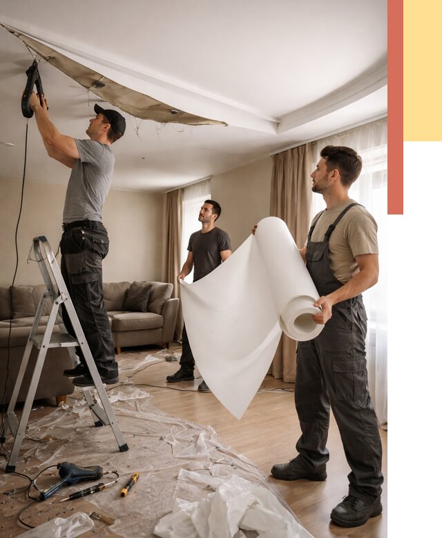 Замена полотна натяжного потолка в Курске от 9903 руб. быстро и недорого | ОТДЕЛОЧНИК-Кус