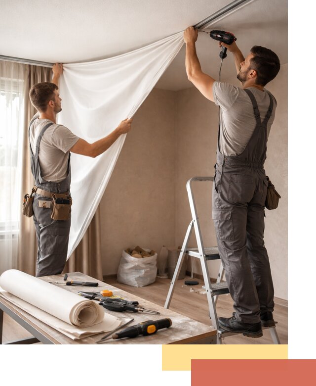 Замена полотна натяжного потолка в Курске быстро и качественно