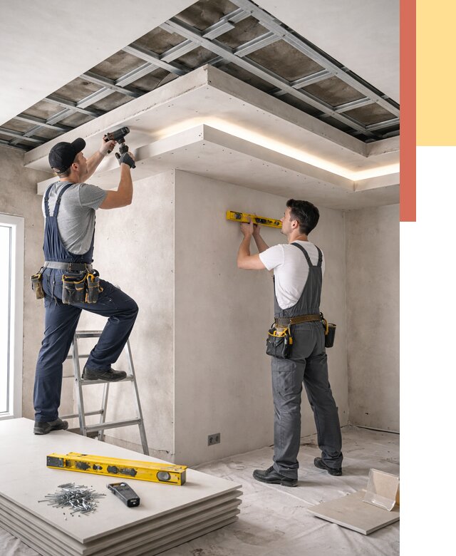 Двухуровневый потолок из гипсокартона в Курске от 1511 руб. под ключ | ОТДЕЛОЧНИК-Кус