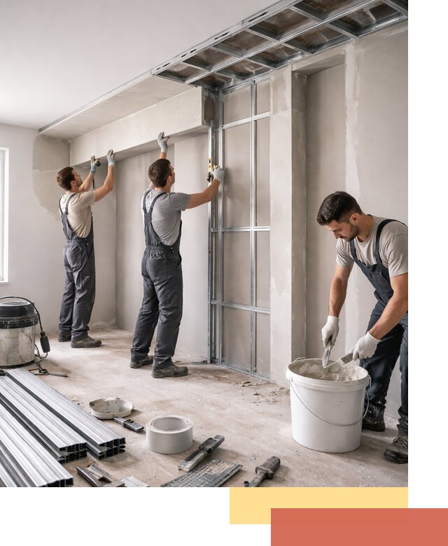 Монтаж потолка из гипсокартона с нишей в Курске