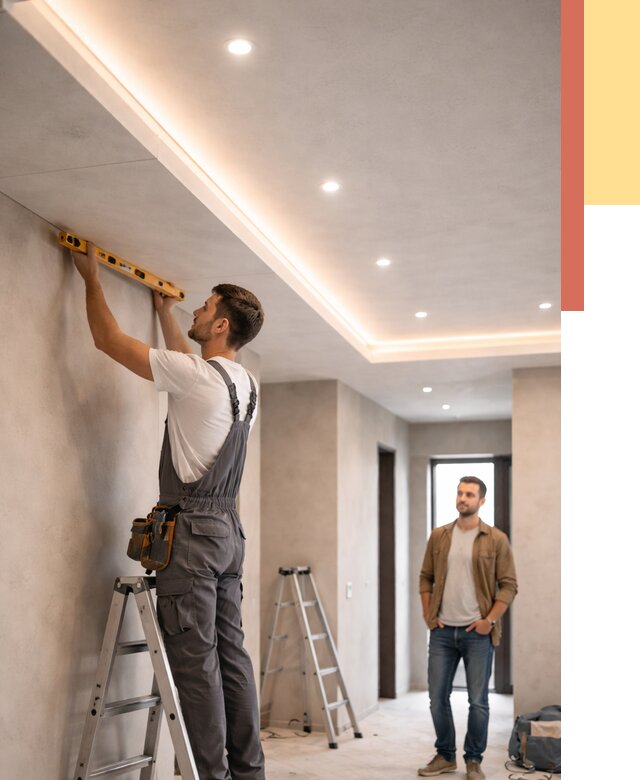 Потолок из гипсокартона с подсветкой в Курске от 782 руб./м2 под ключ | ОТДЕЛОЧНИК-Кус