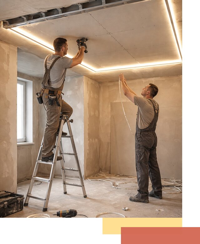 Потолок из гипсокартона с подсветкой в Курске