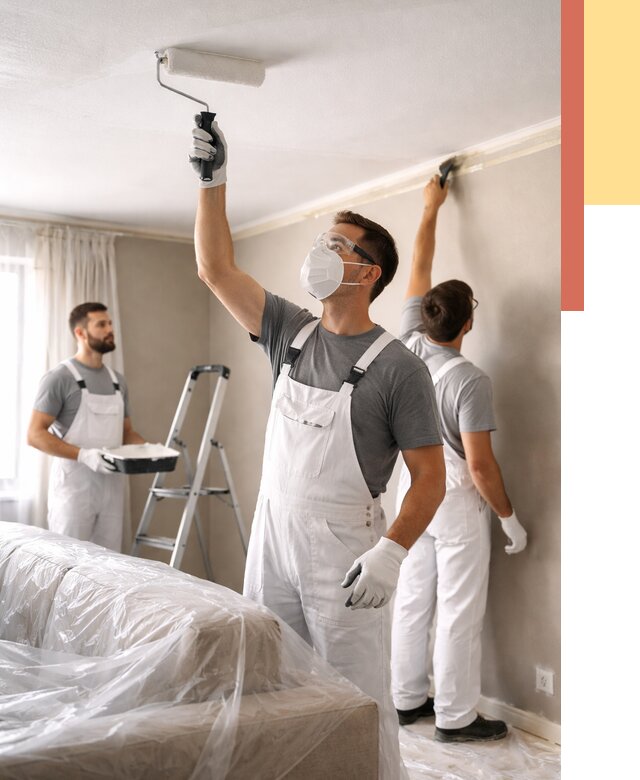 Покраска потолка водоэмельсионной краской в Курске от 2293 руб/м² — услуги под ключ | ОТДЕЛОЧНИК-Кус