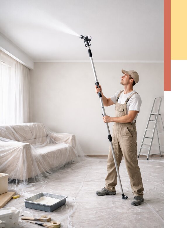 Покраска потолка краскопультом в Курске от 4691 руб. быстро и недорого | ОТДЕЛОЧНИК-Кус